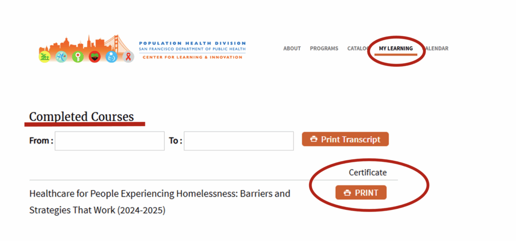 Where to print certificates
