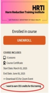 Checkbox for CE credits